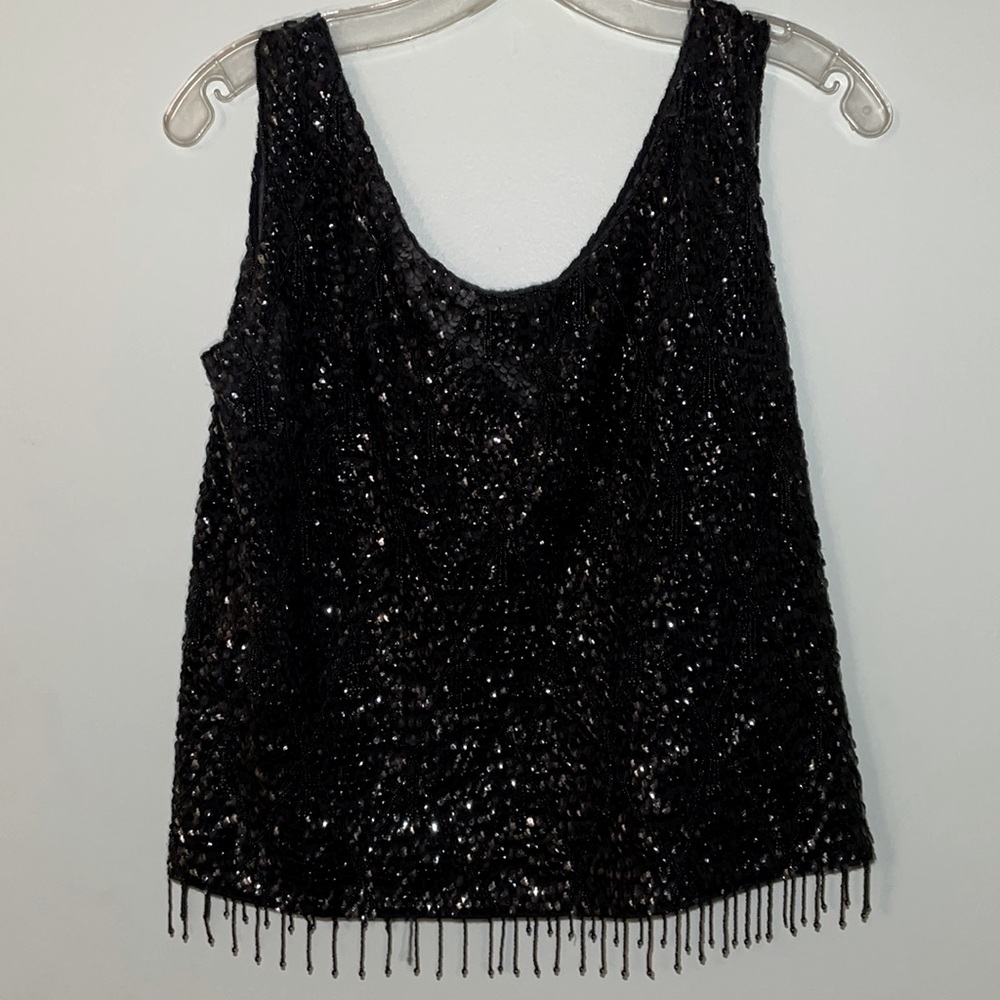 Vintage Black Sequin Top